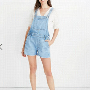 MADEWELL Adirondack  Short denim Overalls light blue medium